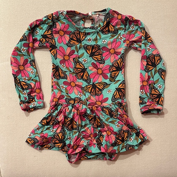 Bums & Roses Floral Flutter Ruffle Dress - Picture 2 of 3